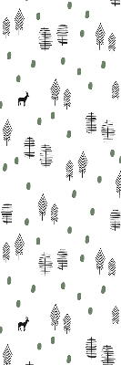 Store occultant fenêtre avec motif d’arbres et de cerfs dessinés