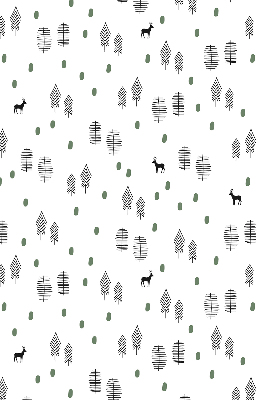 Store occultant fenêtre avec motif d’arbres et de cerfs dessinés