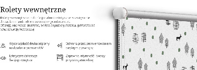 Store occultant fenêtre avec motif d’arbres et de cerfs dessinés