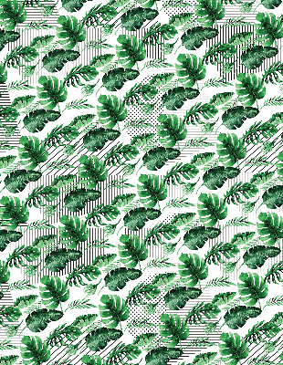 Store fenêtre intérieur feuilles tropicales