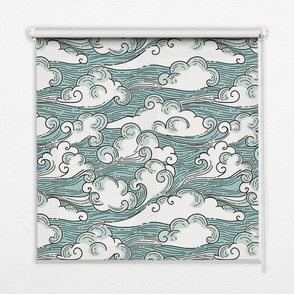 Store enrouleur occultant avec motif nuages et vent