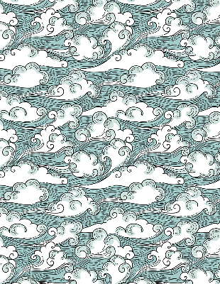 Store enrouleur occultant avec motif nuages et vent