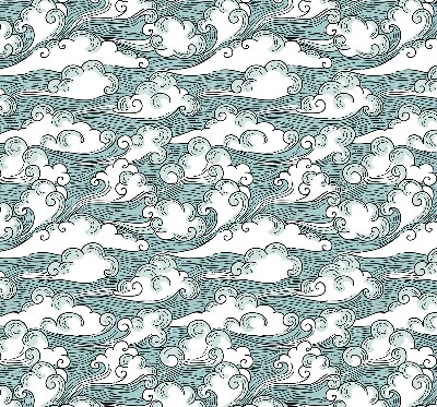 Store enrouleur occultant avec motif nuages et vent