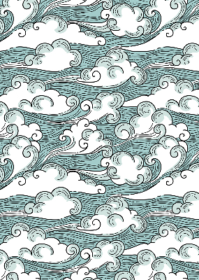 Store enrouleur occultant avec motif nuages et vent