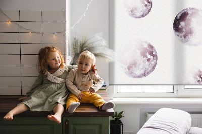 Store occultant fenêtre avec motifs de planètes grises