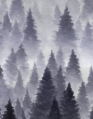 Store enrouleur occultant forêt brumeuse