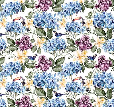 Store occultant fenetre avec motif toucans et fleurs