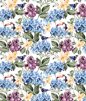 Store occultant fenetre avec motif toucans et fleurs