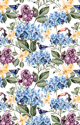 Store occultant fenetre avec motif toucans et fleurs