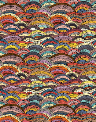 Store fenêtre intérieur vagues et demi-cercles