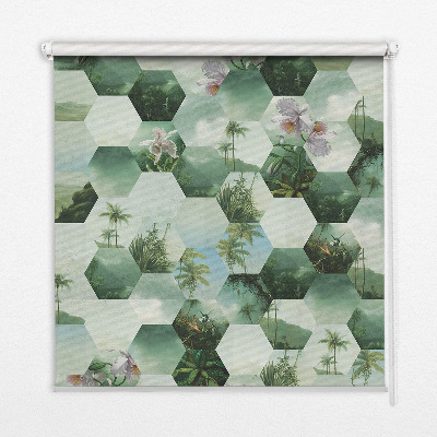 Store fenêtre intérieur à motifs d'hexagones verts