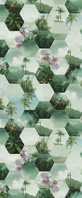 Store fenêtre intérieur à motifs d'hexagones verts