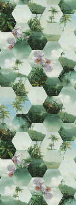 Store fenêtre intérieur à motifs d'hexagones verts