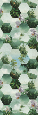 Store fenêtre intérieur à motifs d'hexagones verts