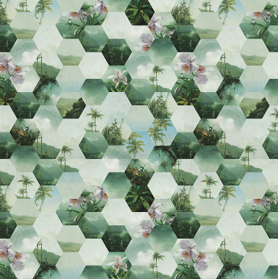 Store fenêtre intérieur à motifs d'hexagones verts