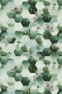 Store fenêtre intérieur à motifs d'hexagones verts