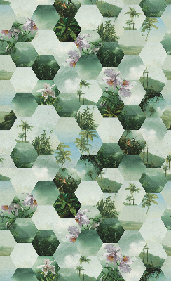 Store fenêtre intérieur à motifs d'hexagones verts