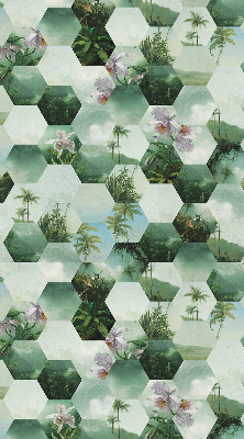 Store fenêtre intérieur à motifs d'hexagones verts