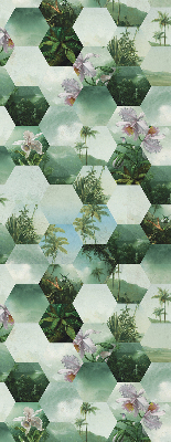 Store fenêtre intérieur à motifs d'hexagones verts