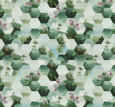 Store fenêtre intérieur à motifs d'hexagones verts