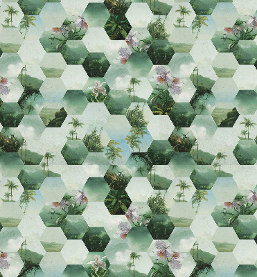 Store fenêtre intérieur à motifs d'hexagones verts