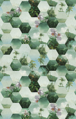 Store fenêtre intérieur à motifs d'hexagones verts