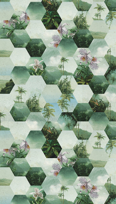 Store fenêtre intérieur à motifs d'hexagones verts