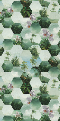 Store fenêtre intérieur à motifs d'hexagones verts