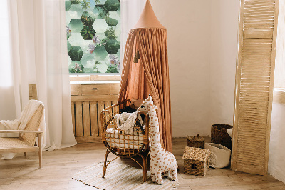 Store fenêtre intérieur à motifs d'hexagones verts