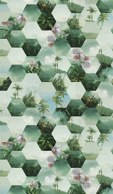 Store fenêtre intérieur à motifs d'hexagones verts