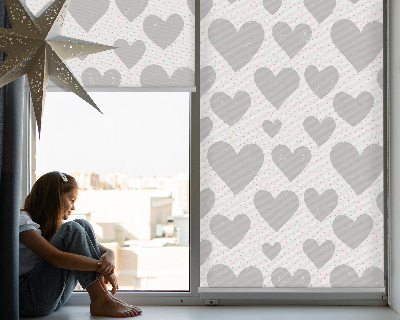 Store enrouleur occultant à motifs de cœurs gris