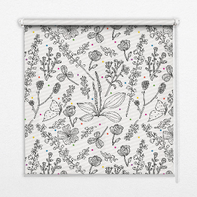 Store fenêtre intérieur avec plantes dessinées