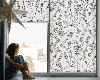Store fenêtre intérieur avec plantes dessinées