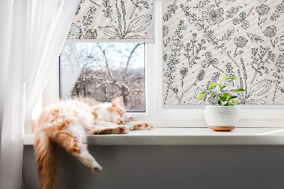Store fenêtre intérieur avec plantes dessinées