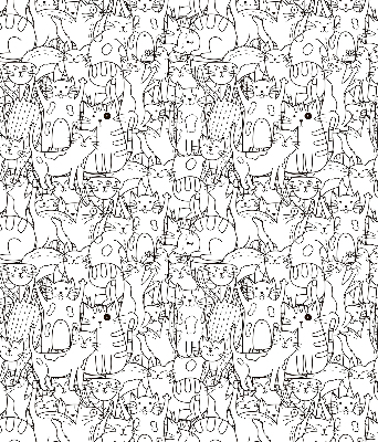 Store enrouleur occultant avec motif de chats dessinés