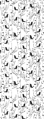 Store fenêtre intérieur avec motif d'oiseaux et d'arbres dessinés