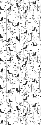 Store fenêtre intérieur avec motif d'oiseaux et d'arbres dessinés