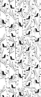 Store fenêtre intérieur avec motif d'oiseaux et d'arbres dessinés