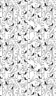 Store fenêtre intérieur avec motif d'oiseaux et d'arbres dessinés
