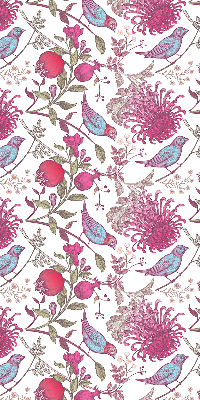Store enrouleur occultant avec des oiseaux colorés parmi les fleurs