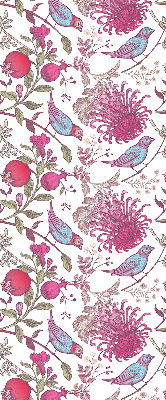 Store enrouleur occultant avec des oiseaux colorés parmi les fleurs
