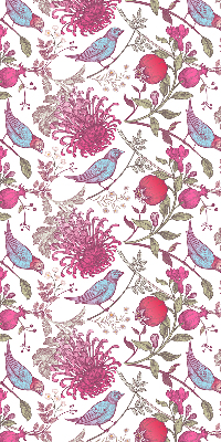 Store enrouleur occultant avec des oiseaux colorés parmi les fleurs