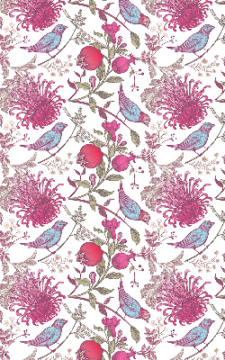 Store enrouleur occultant avec des oiseaux colorés parmi les fleurs