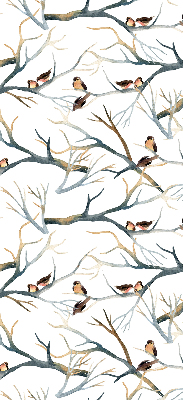 Store enrouleur occultant avec motif d'oiseaux sur un arbre