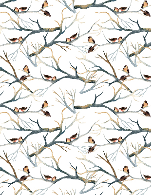 Store enrouleur occultant avec motif d'oiseaux sur un arbre