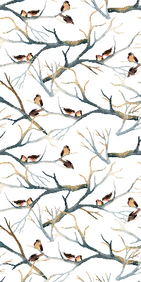 Store enrouleur occultant avec motif d'oiseaux sur un arbre