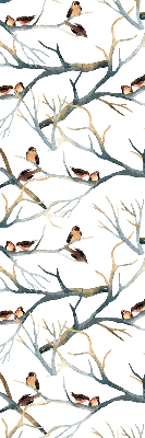 Store enrouleur occultant avec motif d'oiseaux sur un arbre