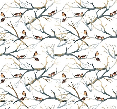 Store enrouleur occultant avec motif d'oiseaux sur un arbre