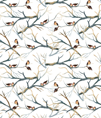Store enrouleur occultant avec motif d'oiseaux sur un arbre