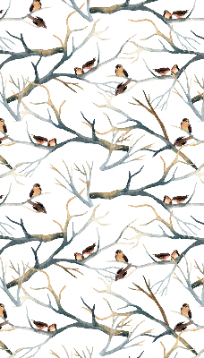 Store enrouleur occultant avec motif d'oiseaux sur un arbre